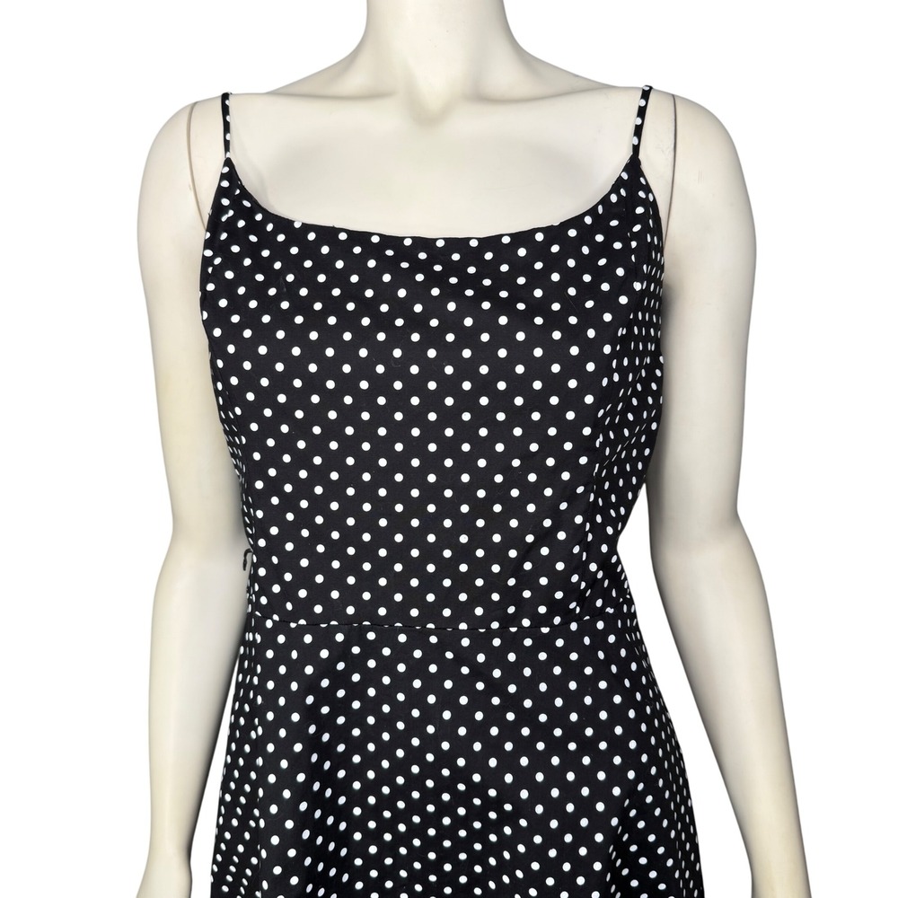 Vintage Polka Dot Dress Retro Black White Womens 12 Medium Fit Flare Slimming - Picture 4 of 8